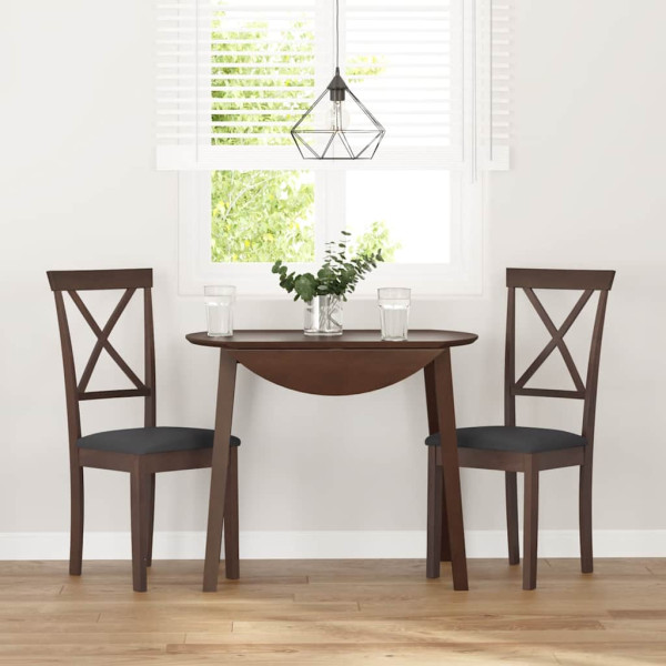 Sillas de comedor con cojines 2 uds madera maciza marrón caucho M 3