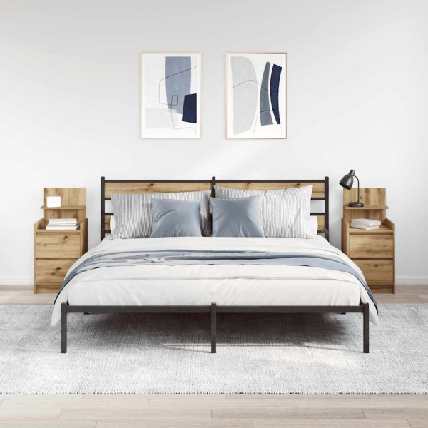 Mesillas de noche con 2 cajones 2 uds roble 38x34x80 cm M 3