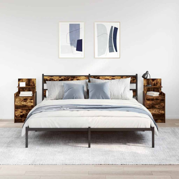 Mesillas de noche con 2 cajones 2 uds roble ahumado 38x34x80 cm M 3