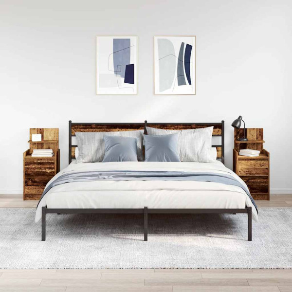 Mesillas de noche con 2 cajones 2 uds madera vieja 38x34x80 cm M 3