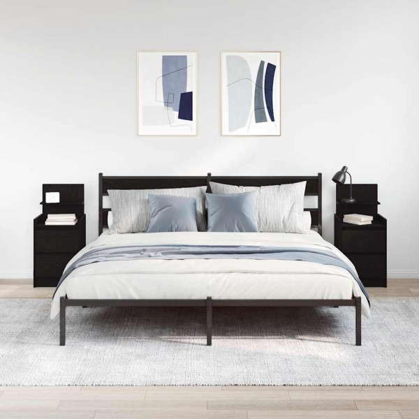 Mesillas de noche con 2 cajones 2 uds. Negro 38x34x80 cm M 3