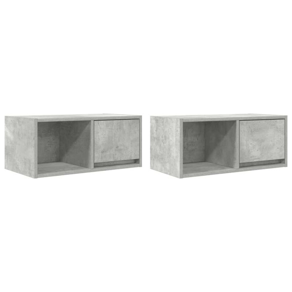 Móveis de TV 2pcs 60x31x25.5cm madeira processada cinza cimento M 2