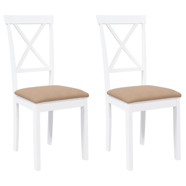 Sillas de comedor con cojines 2uds madera maciza blanco caucho M 2