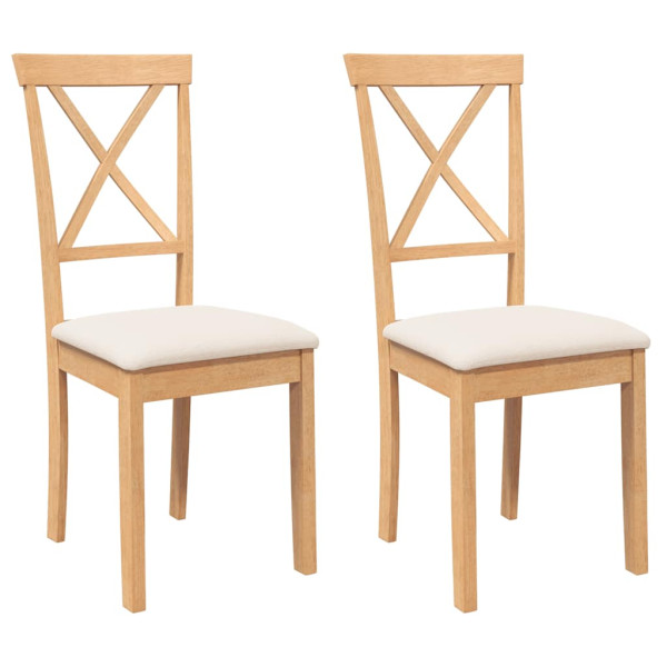 Sillas de comedor con cojines 2 uds madera maciza caucho M 2