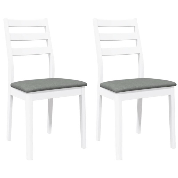 Cadeiras de jantar com almofadões 2 pcs madeira maciça branco M 2