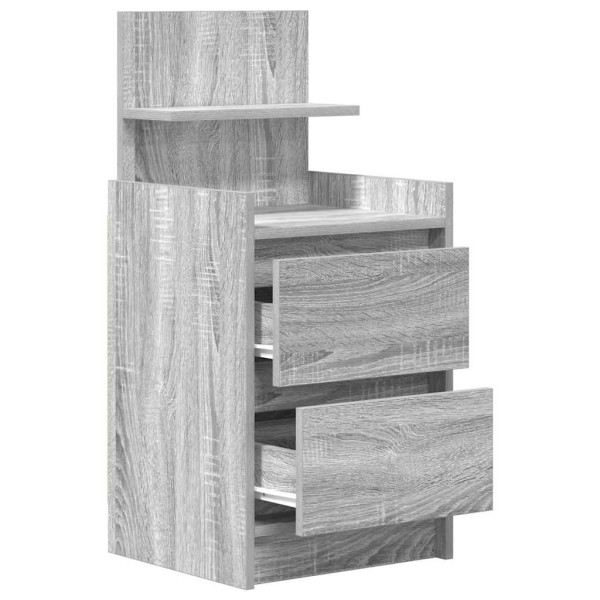 Mesa noturna com 2 cinzento Sonoma 38x34x80 cm M 5