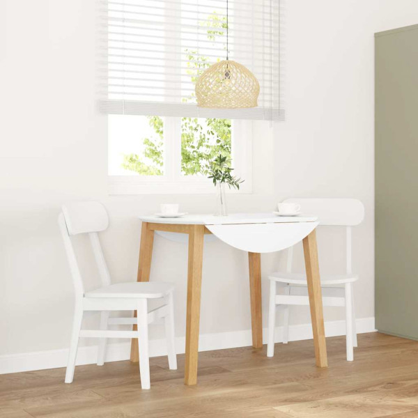 Sillas de comedor 2 unidades madera maciza de caucho blanco D