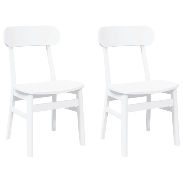 Cadeiras de jantar 2 pcs madeira de seringueira maciça branco M 2