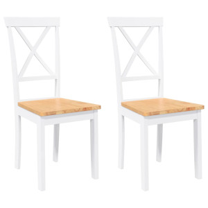 Sillas de comedor 2 unidades madera maciza de caucho blanco H