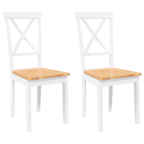 Sillas de comedor 2 unidades madera maciza de caucho blanco M 2
