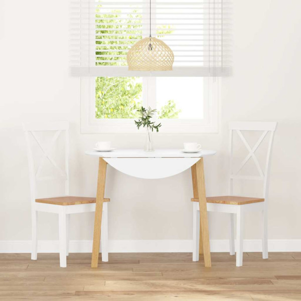 Sillas de comedor 2 unidades madera maciza de caucho blanco M 3