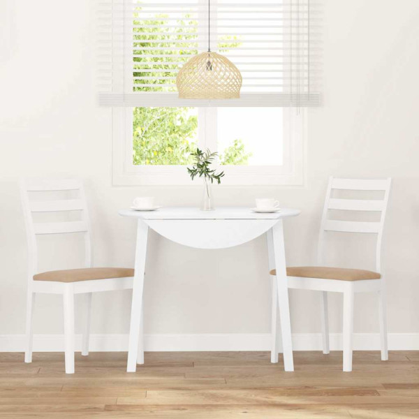 Sillas de comedor con cojines 2uds madera maciza blanco caucho M 3