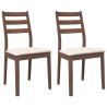 Cadeiras de jantar com almofadões 2 pcs madeira maciça castanho 2