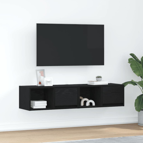 Muebles de TV 2 uds Roble Negro 60x31x25.5 cm Madera ingeniería D