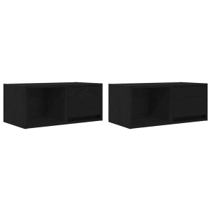 Muebles de TV 2 uds Roble Negro 60x31x25.5 cm Madera ingeniería H