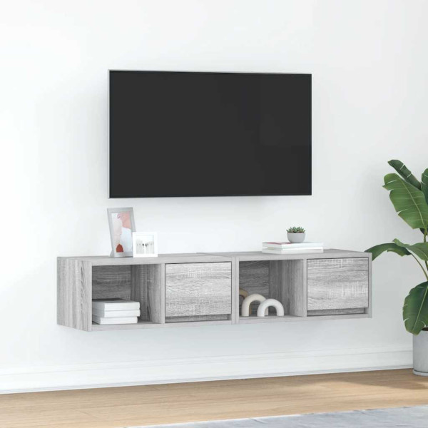 Muebles de TV 2 uds madera ingeniería gris Sonoma 60x31x25.5 cm D