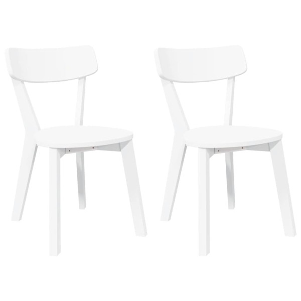 Sillas de comedor 2 unidades madera maciza de caucho blanco M 2