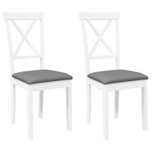 Cadeiras de jantar com almofadões 2 pcs madeira maciça branco H