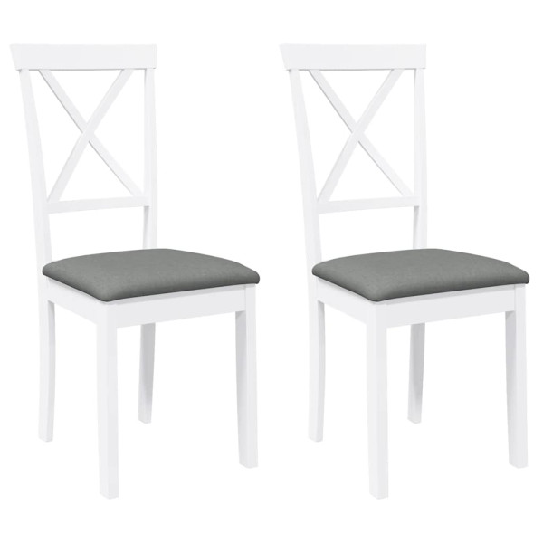 Cadeiras de jantar com almofadões 2 pcs madeira maciça branco M 2