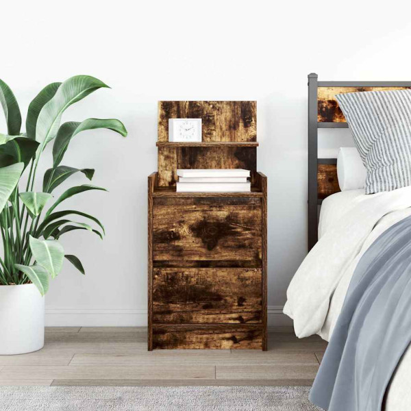 Mesa de cabeceira com 2 gavetas 38x34x80 cm carvalho fumado M 3