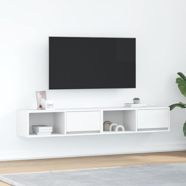 Muebles de TV 2 uds Blanco 80x31x25.5 cm Madera de ingeniería D