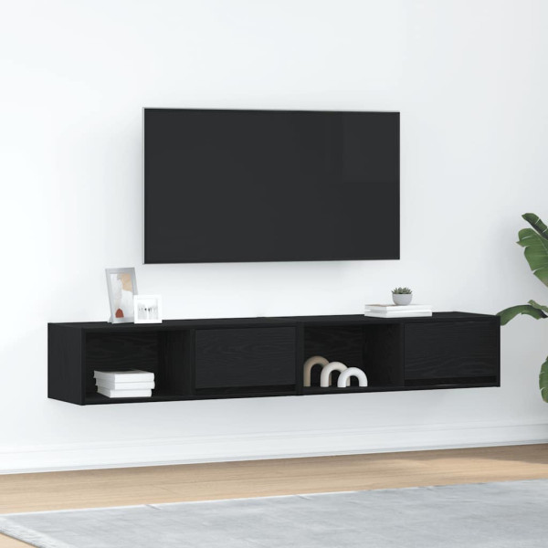 Muebles de TV 2 uds Roble Negro 80x31x25.5 cm Madera ingeniería D