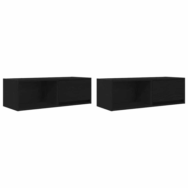 Muebles de TV 2 uds Roble Negro 80x31x25.5 cm Madera ingeniería M 2