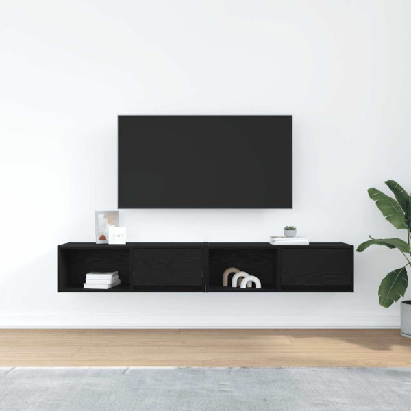 Muebles de TV 2 uds Roble Negro 80x31x25.5 cm Madera ingeniería M 3