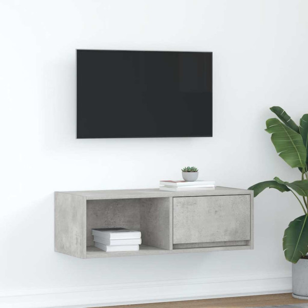 Mueble de TV de madera de ingeniería gris hormigón 80x31x25.5cm D