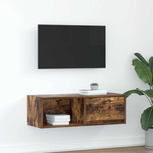 Mueble de TV de roble ahumado 80x31x25.5cm Madera de ingeniería D