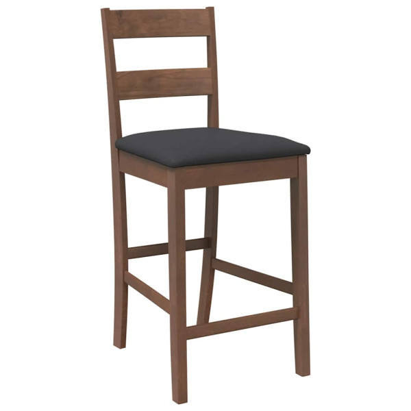 Taburetes de bar con cojines 2 uds madera maciza marrón caucho M 4