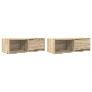 Muebles de TV 2 uds Roble Sonoma 80x31x25.5cm Madera ingeniería H