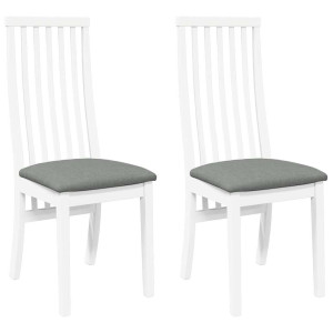 Cadeiras de jantar com almofadões 2 pcs madeira maciça branco H