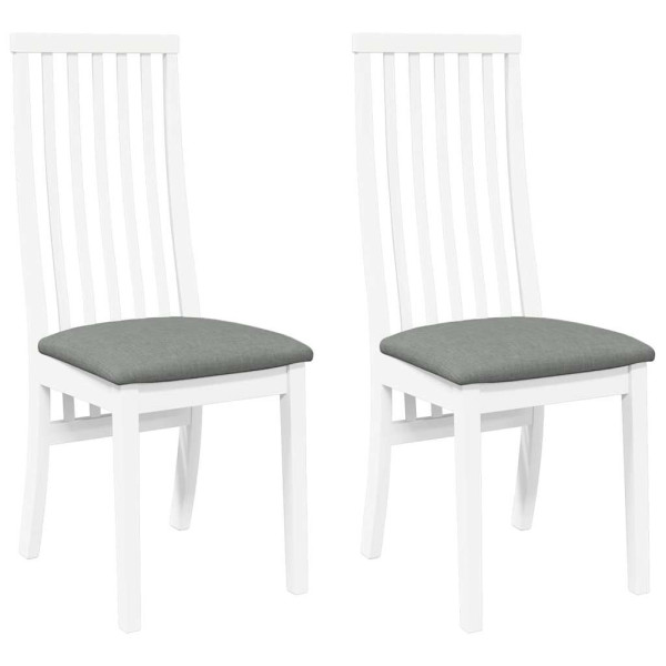 Cadeiras de jantar com almofadões 2 pcs madeira maciça branco M 2