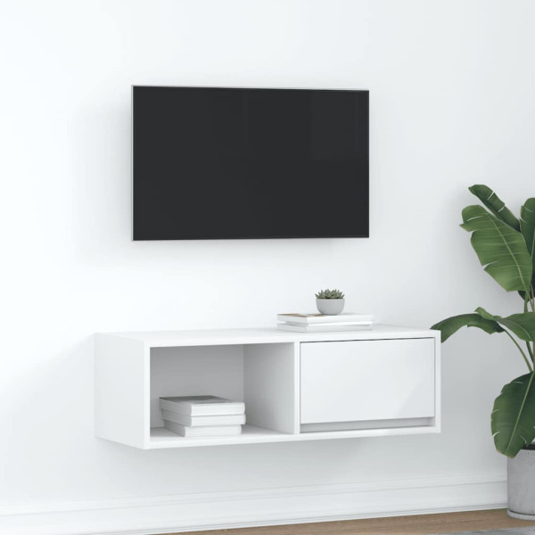 Mueble de TV de madera de ingeniería blanco 80x31x25.5 cm D