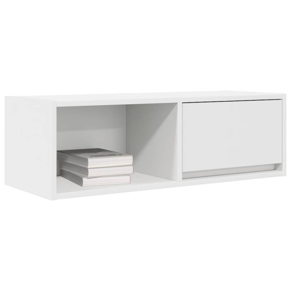 Mueble de TV de madera de ingeniería blanco 80x31x25.5 cm M 4