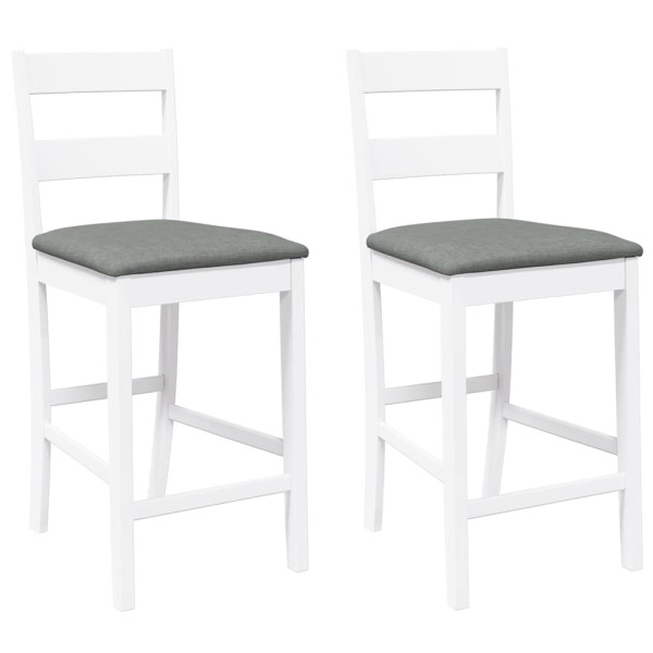 Taburetes de bar con cojines 2 uds madera maciza blanca caucho M 2
