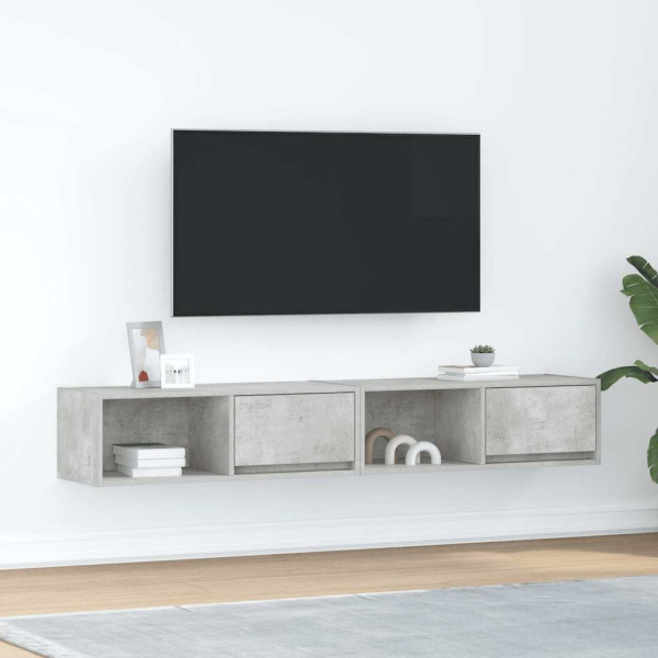Muebles de TV 2uds madera ingeniería gris hormigón 80x31x25.5cm D