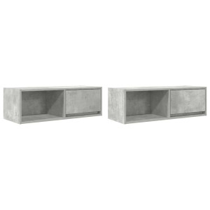 Muebles de TV 2uds madera ingeniería gris hormigón 80x31x25.5cm H