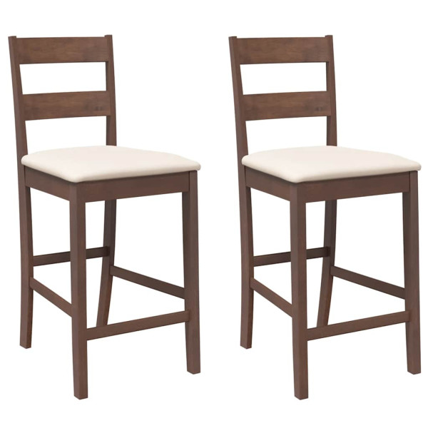 Bancos de bar com almofadões 2pcs madeira de seringueira maciça M 2