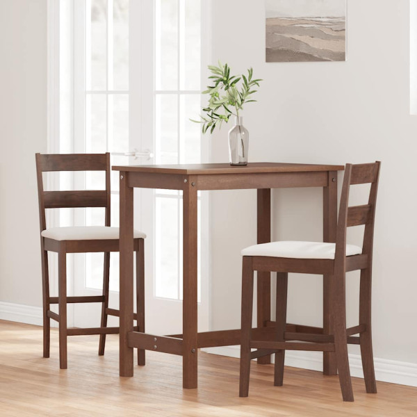 Bancos de bar com almofadões 2pcs madeira de seringueira maciça M 3