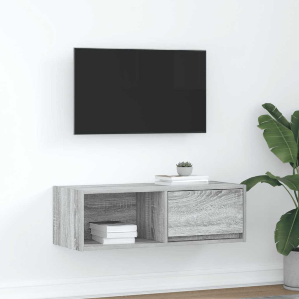 Mueble de TV madera de ingeniería gris Sonoma 80x31x25.5 cm D