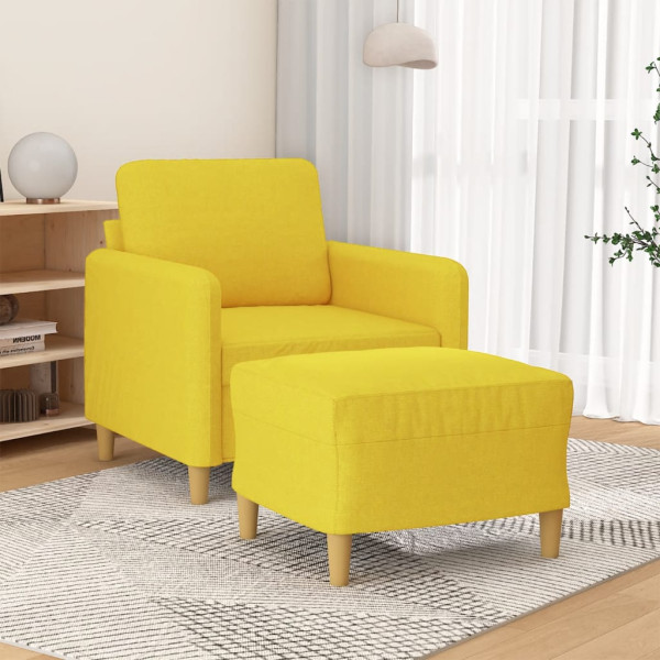 Sillón con taburete tela amarillo claro 60 cm D