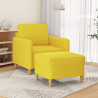 Sillón con taburete tela amarillo claro 60 cm 1