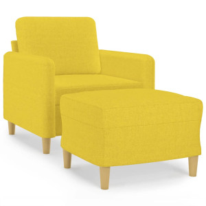 Poltrona com apoio de pés 60 cm tecido amarelo-claro H
