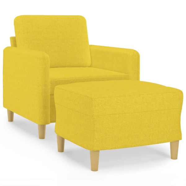 Sillón con taburete tela amarillo claro 60 cm M 2