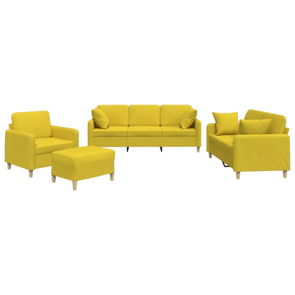 4 pcs conjunto de sofás com almofadas tecido amarelo-claro M 2