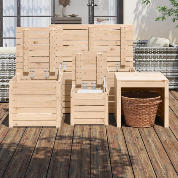 Juego de cajas de jardín 4 piezas madera maciza de pino M 3