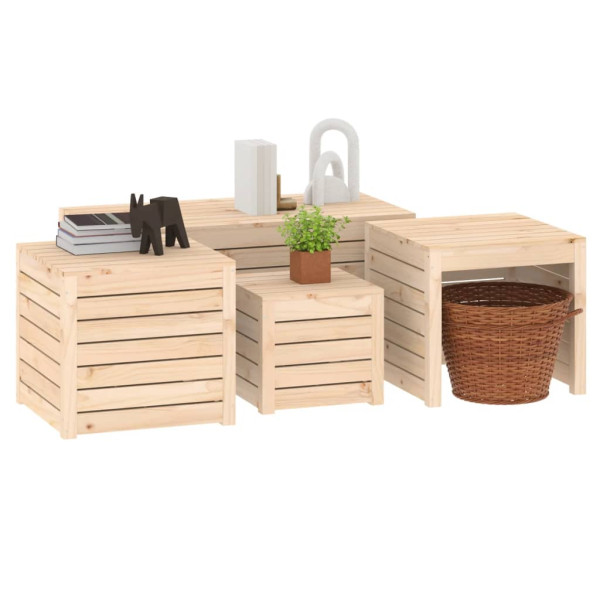 Juego de cajas de jardín 4 piezas madera maciza de pino M 4