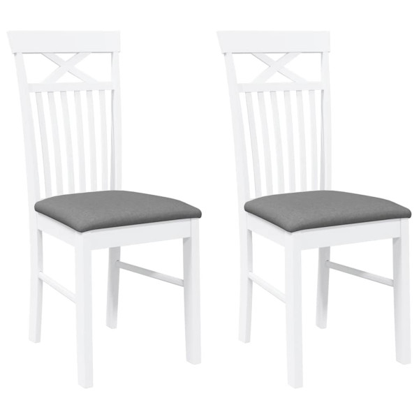 Cadeiras de jantar com almofadões 2 pcs madeira maciça branco M 2